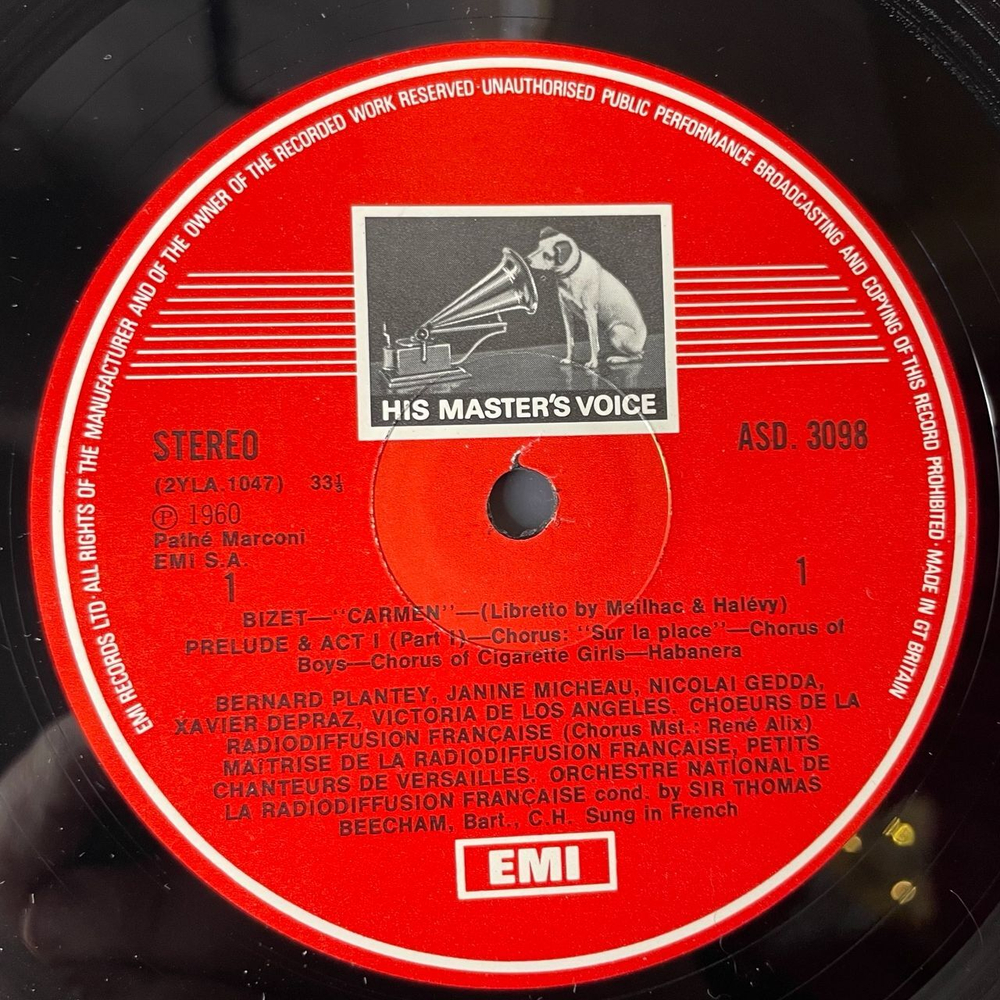 Винтажная виниловая пластинка LP Bizet Ж. Бизе Кармен Carmen (UK 1975)