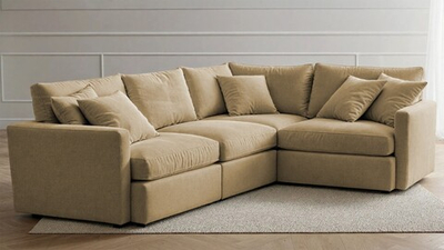 Угловой диван Стелф Velutto 02 290*185*90 см, бежевый Велютто Еврокнижка Фиеста