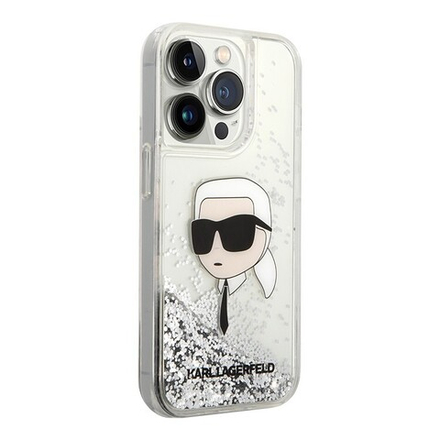 Чехол Karl Lagerfeld Liquid Glitter NFT Choupette Head Hard для iPhone 15 Pro Silver (Серебристый)