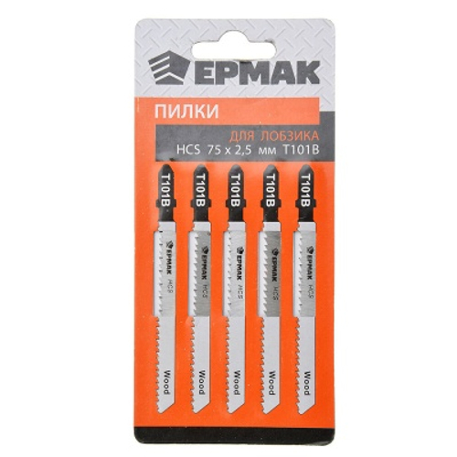 Пилки для эл.лобзика ЕРМАК НСS ЕU 75*2.5мм Т-101 В дер.ламинат точ.рез