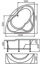 Акриловая ванна 1Marka Luxe 155*155 угловая из каталога Ванны акриловые