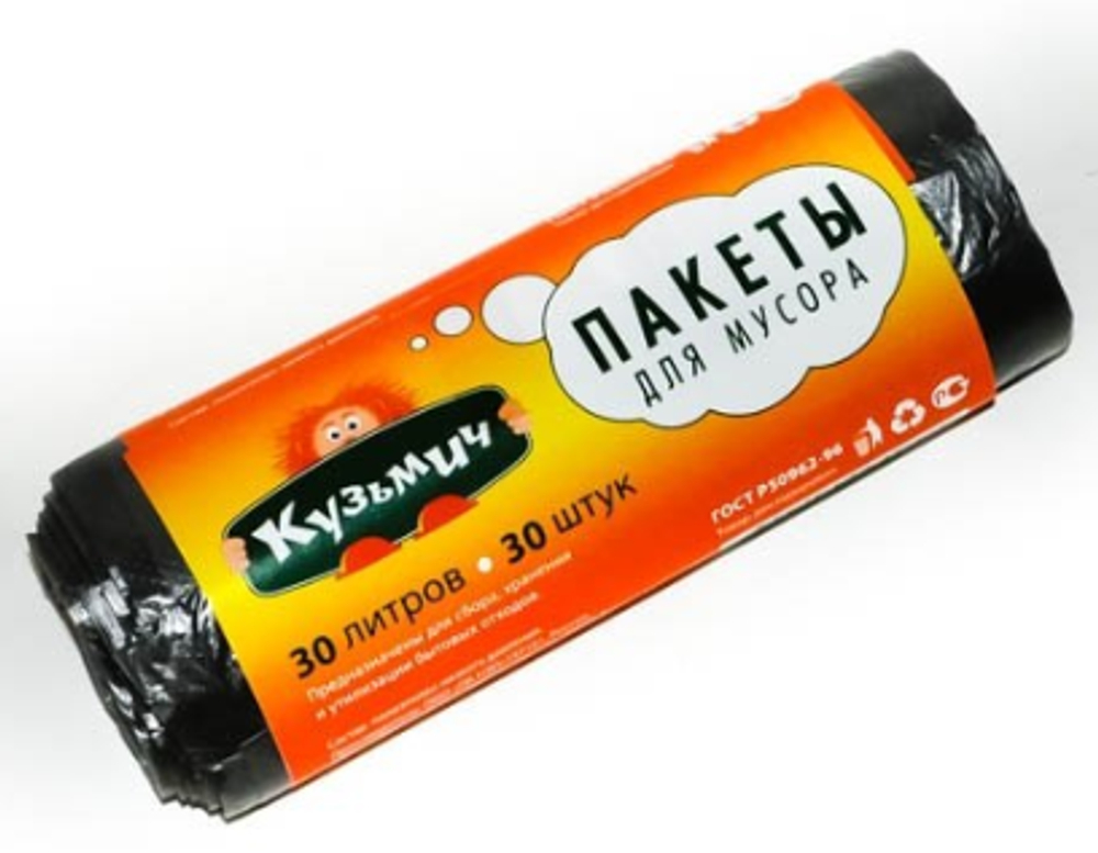 Кузьмич Пакеты для мусора 30 л 30 штук *10*50*800