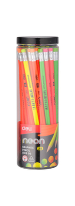 Карандаш чернографитный Deli Neon 2B трехгранный, липа, ластик EU51806