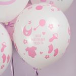 Шар (12''/30 см) Ура, Девочка!, Белый (200)/Розовый (433), пастель, 5 ст, 25 шт.