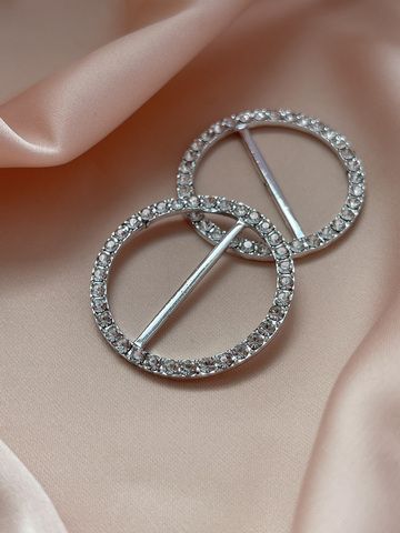 Пряжка серебро стразы 35 мм (внешний размер)