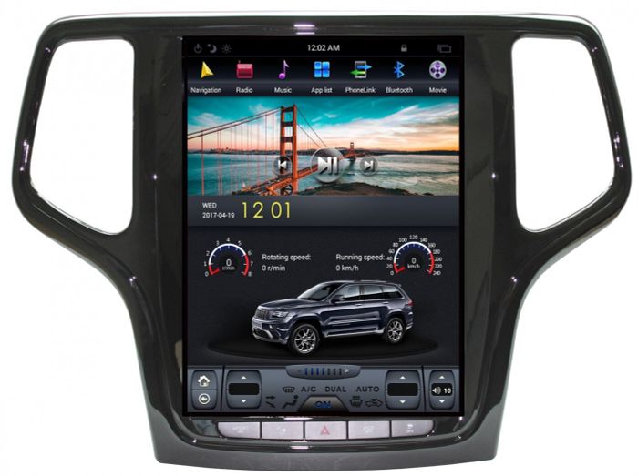 Магнитола для Jeep Grand Cherokee WK2 2013-2021 - Kuberg ZF-1217B-Q6 вертикальный монитор 10.4" в стиле "Тесла" на Android 11, CarPlay, 4G SIM-слот