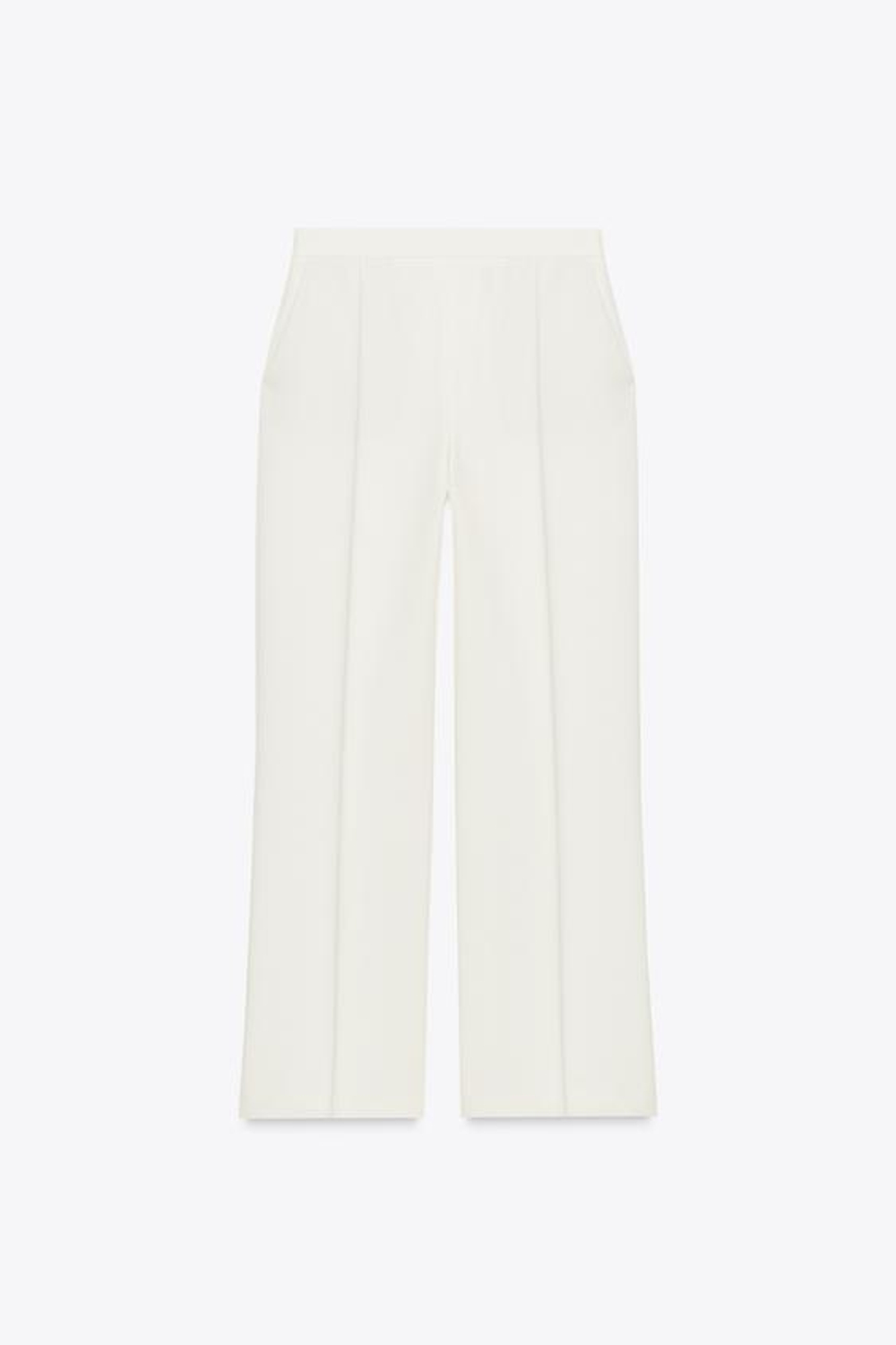 ZARA ПРЯМЫЕ БРЮКИ С ВЫСОКОЙ ПОСАДКОЙ, ЭКРЮ