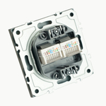 Розетка компьютерная 2-местная RJ-45 (механизм), STEKKER, серия Эмили, RST00-5111-10, платиново-серый, soft touch 49952