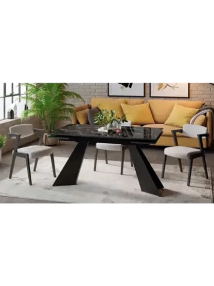 Стол кухонный Черный муар мрамор140(200)х80х77 см