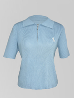 Футболка 0707 трикотажная с молнией и логотипом на груди