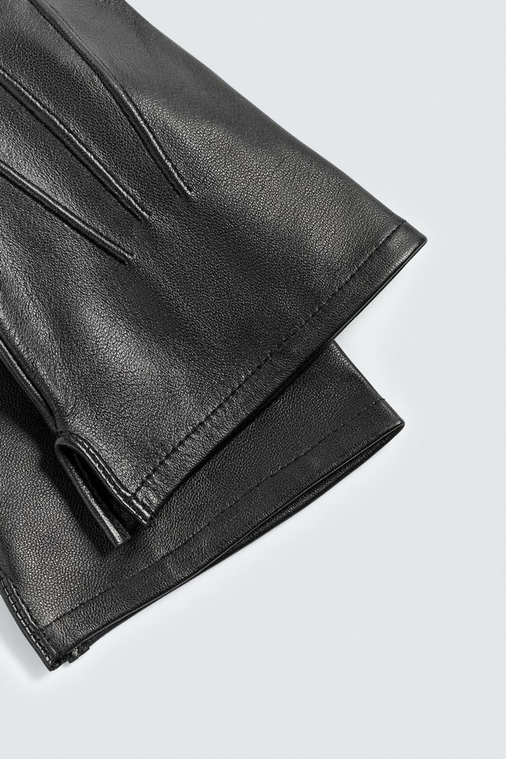 ZARA ПЕРЧАТКИ КОЖАНЫЕ СО ШВАМИ, ЧЕРНЫЙ