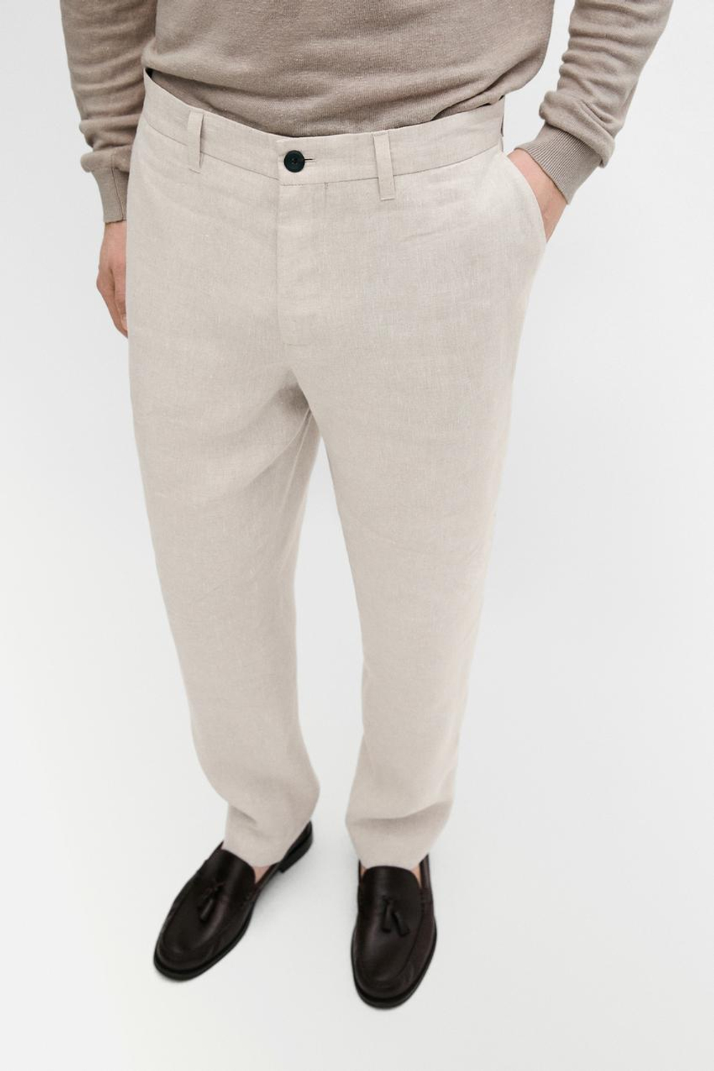 Massimo Dutti Брюки от льняного костюма, кремовый
