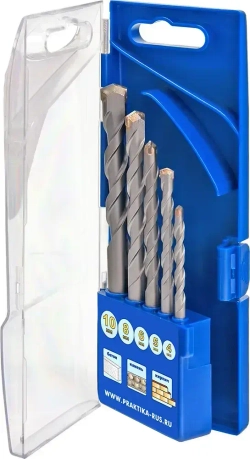 Набор сверл по бетону ПРАКТИКА "Профи" 5шт. 4,5,6,8,10 мм ПРО кассета