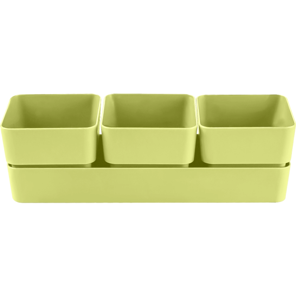 Кашпо для цветов пластиковое 0,45л 29,2*9,6см «Фиори» Трио фисташковый