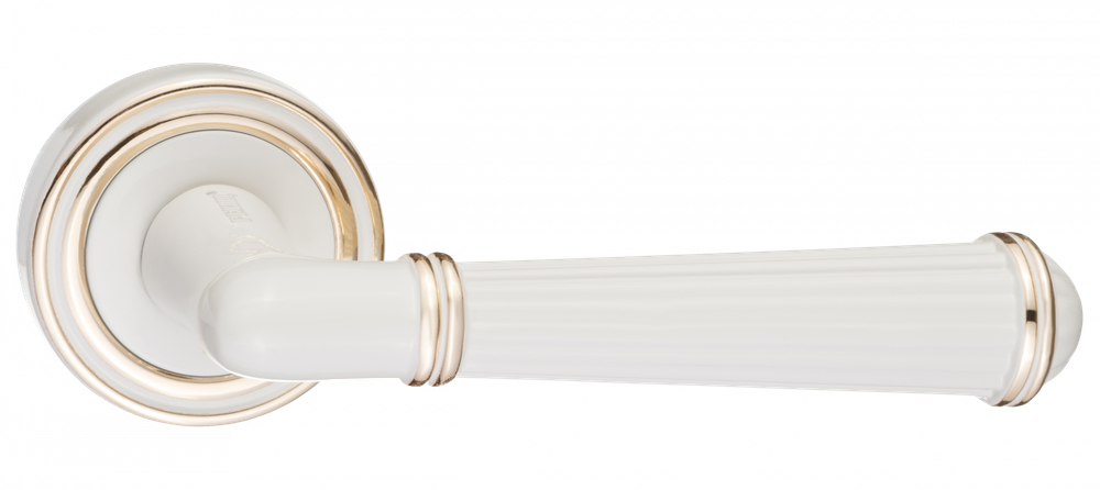 Ручка круг Ренц Новара, цвет супер белый матовый/латунь блестящая ЦАМ (гарантия - 10 лет)