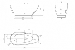 Ванна из искусственого камня ABBER Dortmund AM9911 белая