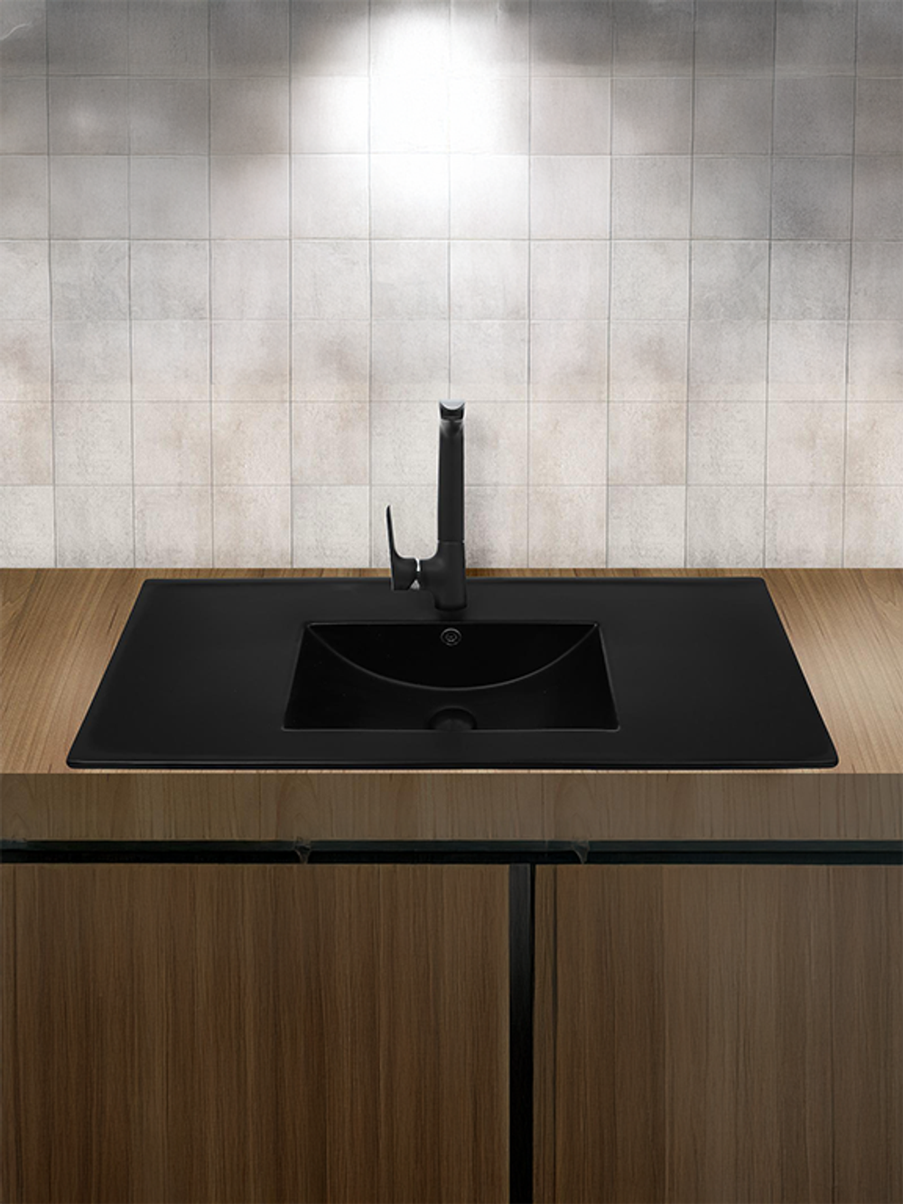 Раковина врезная (матовая черная) WeltWasser WW  DEILBACH 7517-100 MT- BL 1015х395х175