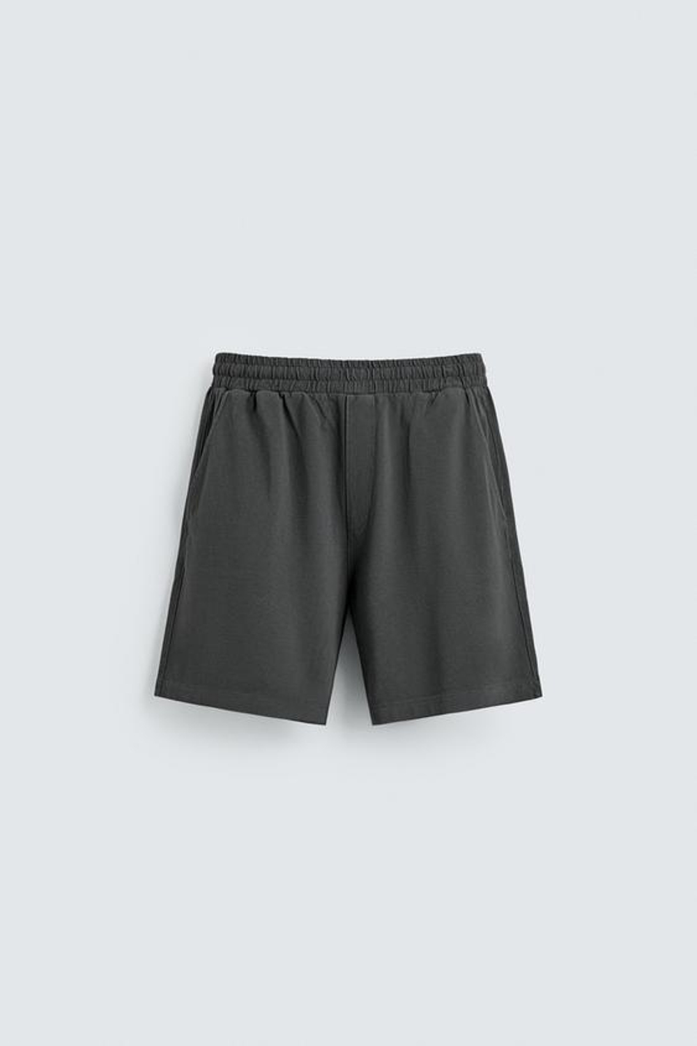 ZARA ШОРТЫ ИЗ ХЛОПКОВОГО ПИКЕ REGULAR FIT С ЭФФЕКТОМ ПОТЕРТОСТИ, АНТРАЦИТОВО-СЕРЫЙ