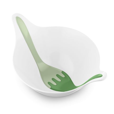 Салатник с приборами leaf, 4 л, бело-зеленый
