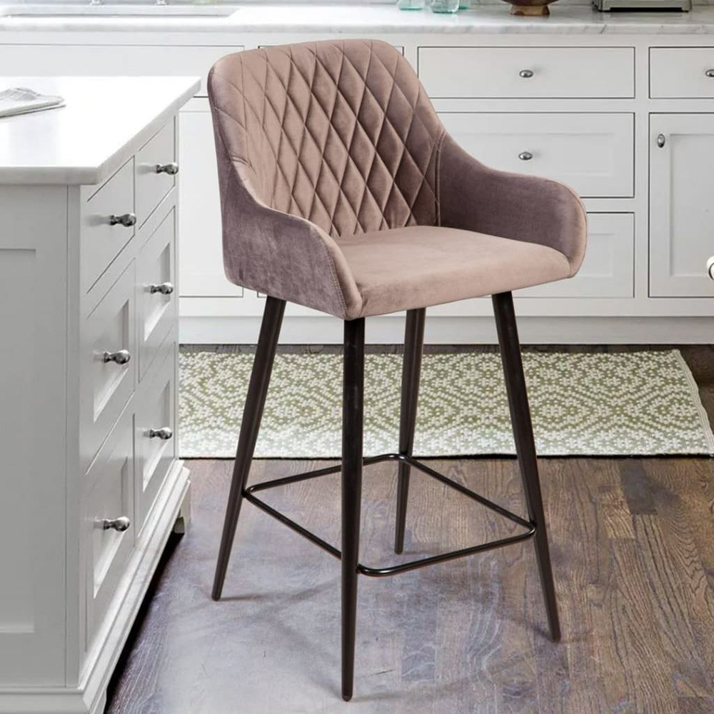 Стул полубарный Robert, бархат светло-серый 26