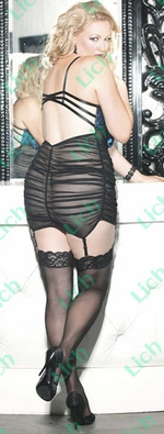 Атласная сорочка с прозрачными вставками