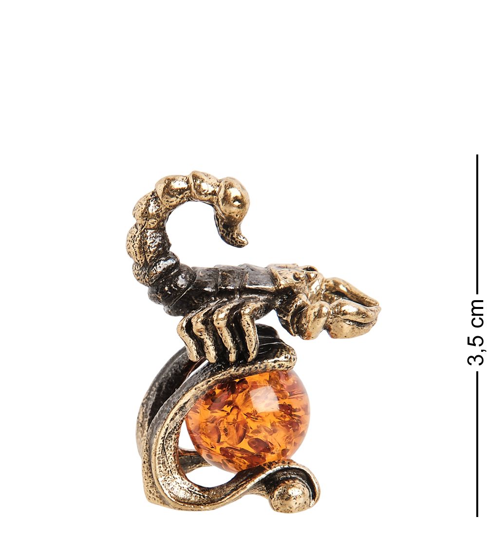 Народные промыслы AM- 320 Фигурка «Знак зодиака - Скорпион» (латунь, янтарь)