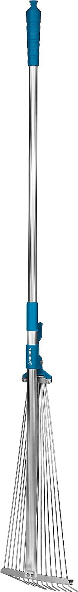 GRINDA PR-50, длина 800 - 1240 мм, ширина 170 - 450 мм, телескопический алюминиевый черенок, регулируемые веерные грабли, PROLine (421868)