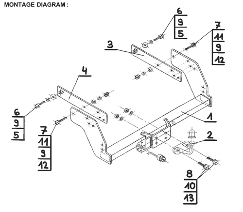 Фаркоп на Nissan NP300 2WD/4WD (трубчатый бампер) 2008-2013, Nissan Pickup 2WD/4WD (трубчатый бампер) 2000-2005 без снятия и подрезки бампера (паспорт и сертификат в комплекте)(без электрики) Steinhof.N-085