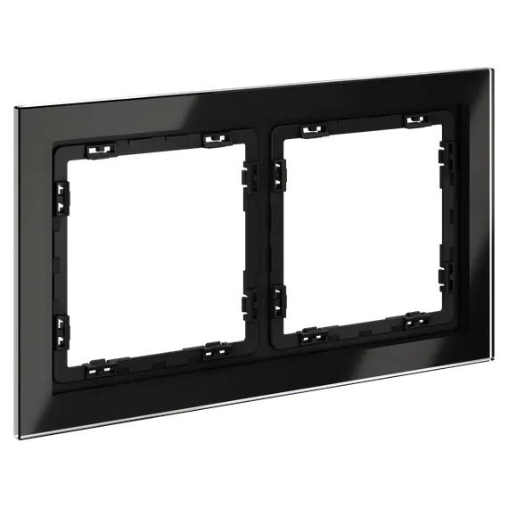 Рамка стеклянная VOLTUM S70 на 2 поста, (черный,стекло) vls110208