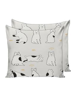 Наволочка комплект 2шт Сказка "Котики на сером" 70х70 см, перкаль