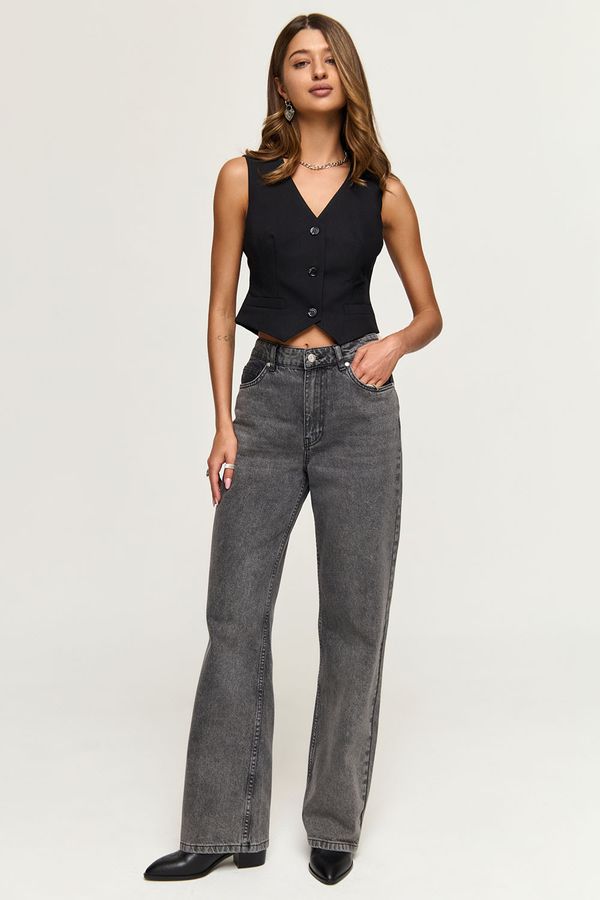 Джинсы wide leg серого цвета