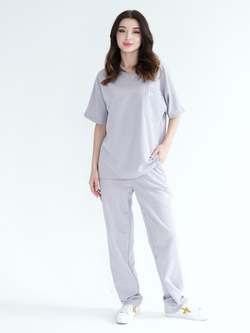 Медицинский костюм Oversize серый вид спереди