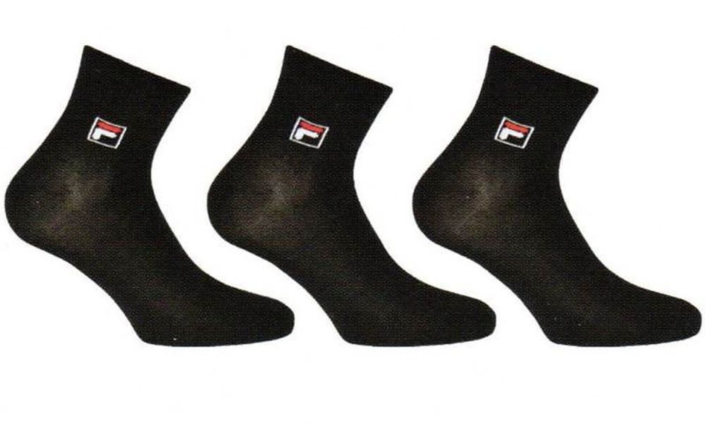 Теннисные носки Fila Quarter Plain Socks Mercerized Cotton 3P - black