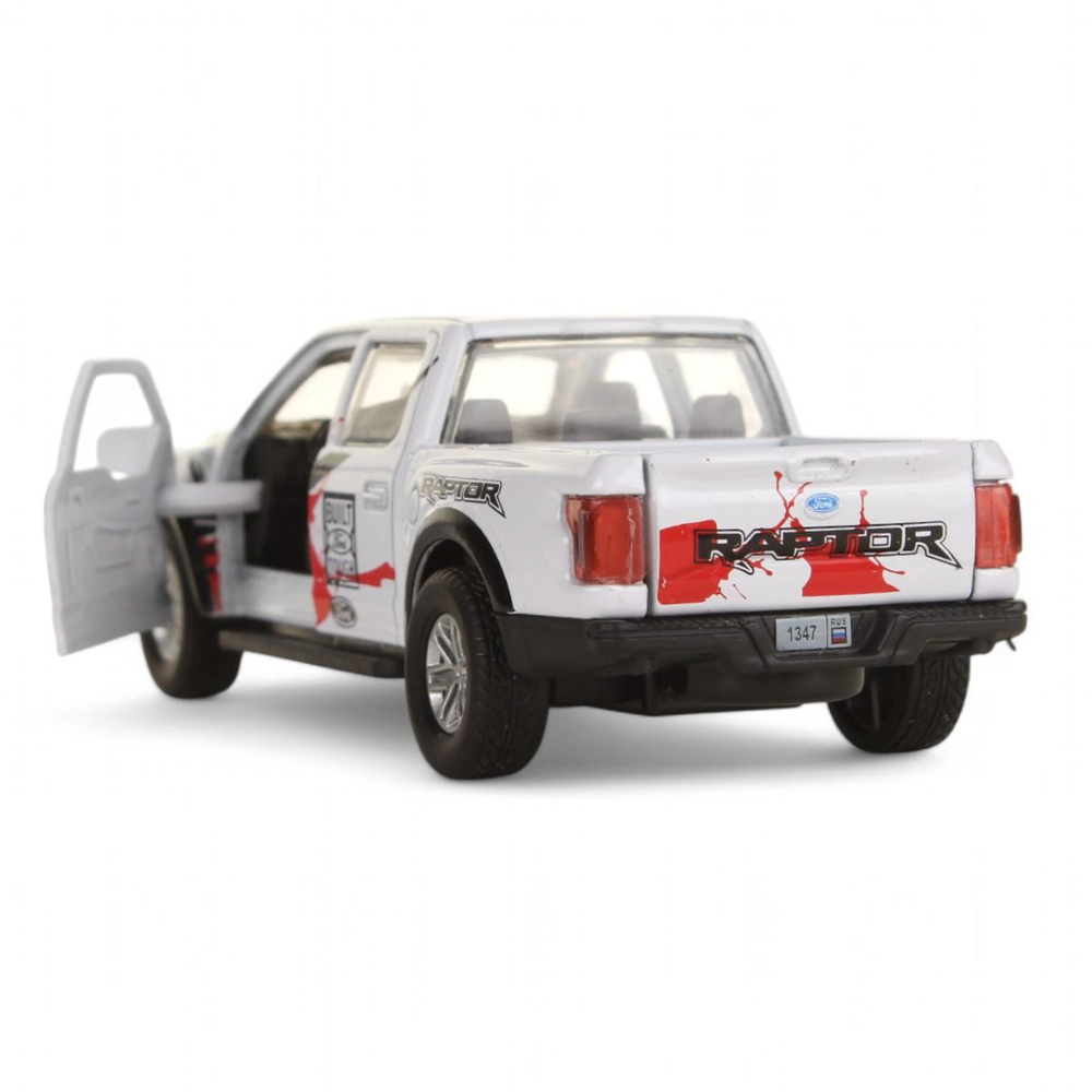 Модель ин. мет. "Ford F-150 Raptor Спорт" 12см, двери,багаж,белый, коробка F150RAP-12SRT-WH (Технопарк)