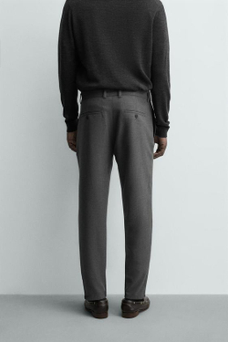 ZARA БРЮКИ ЧИНОС ИЗ КОМФОРТНОЙ РЕЛЬЕФНОЙ ТКАНИ, НАТУРАЛЬНЫЙ СЕРЫЙ