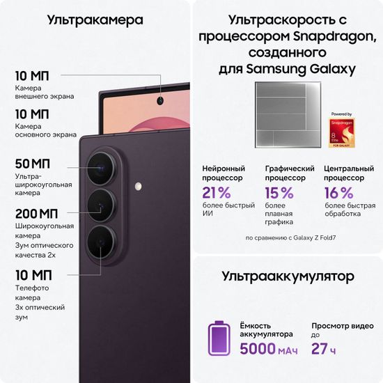Смартфон Samsung Galaxy Z Fold8 Ultra 12/256 Гб Фиолетовый