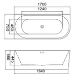 Ванна акриловая Azario LAGO BLANCO 170х75 пристенная (AZ-6724-1CL 17075)