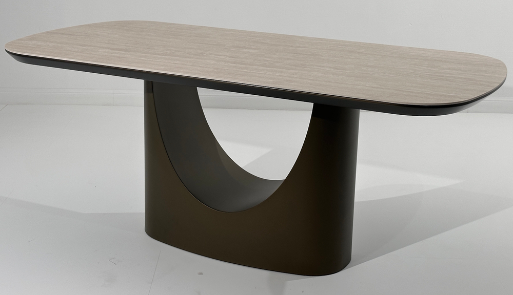 Стол CRESPO 180  TRAVERTINE CA086, керамика / Темное золото, ®DISAUR