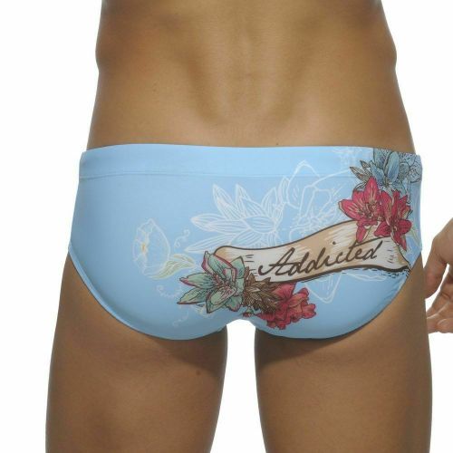 Мужские плавки брифы голубые с принтом Addicted