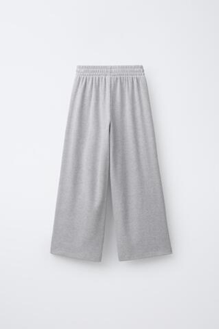 ZARA БРЮКИ WIDE LEG ИЗ МЯГКОЙ ТКАНИ, СЕРЫЙ