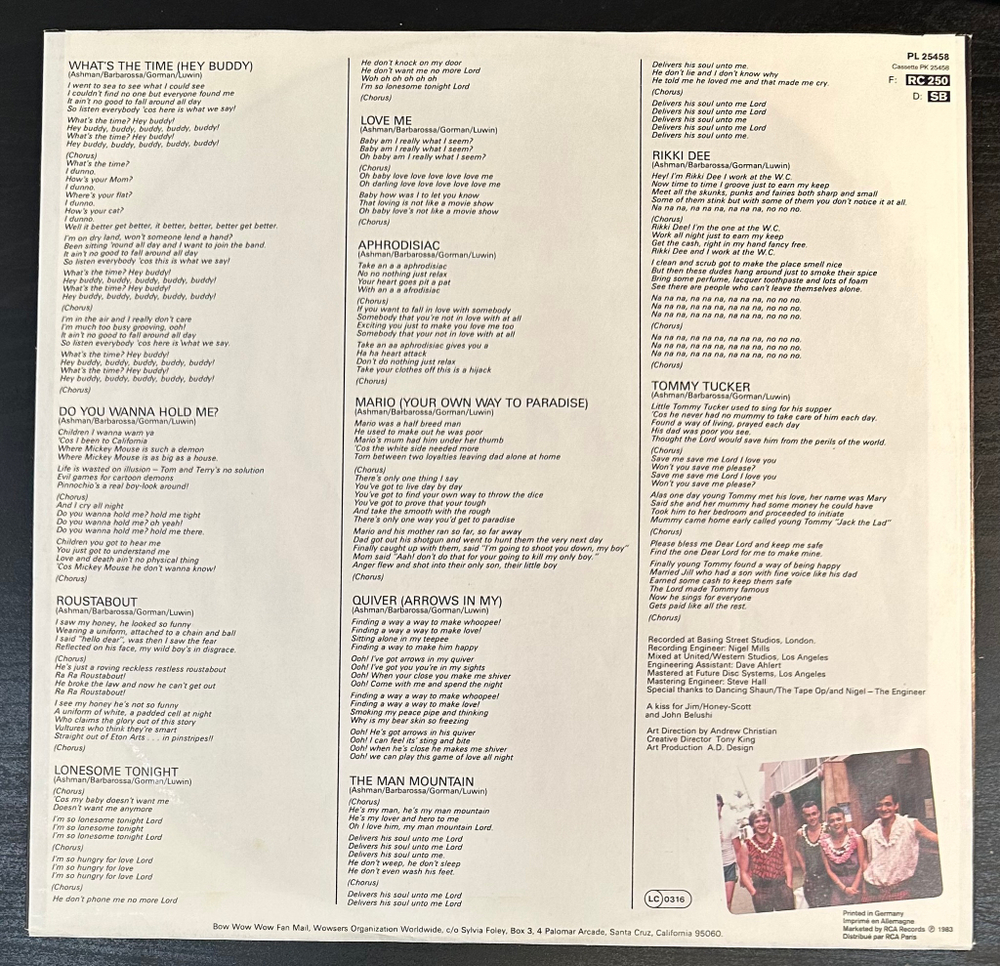 Bow Wow Wow- When The Going Gets Tough, The Tough Get Going (Германия 1983г.)