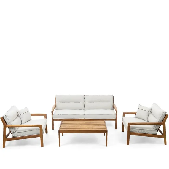 Комплект мебели Verda из массива ироко, диван, 2 кресла, столик