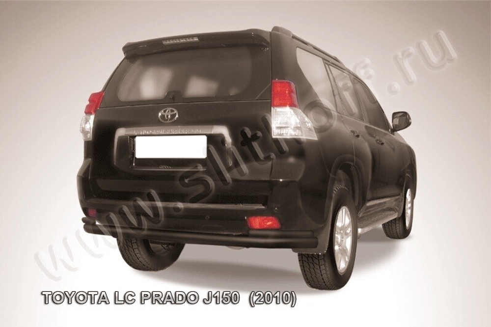 Защита заднего бампера (нержавейка) Toyota Land Cruiser Prado J150 (2009-2013) d76+d42 (черный)
