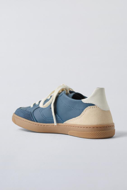 ZARA КОЖАНЫЕ КРОССОВКИ, МОРСКЙ СИНИЙ