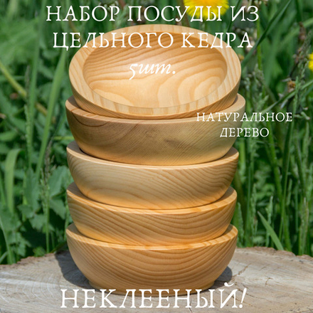 Набор деревянных тарелок Art of Siberia из древесины кедра 5шт. 145 мм. TN12