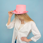 Шляпа, Цилиндр, фетр, Розовый, 56-58 разм.