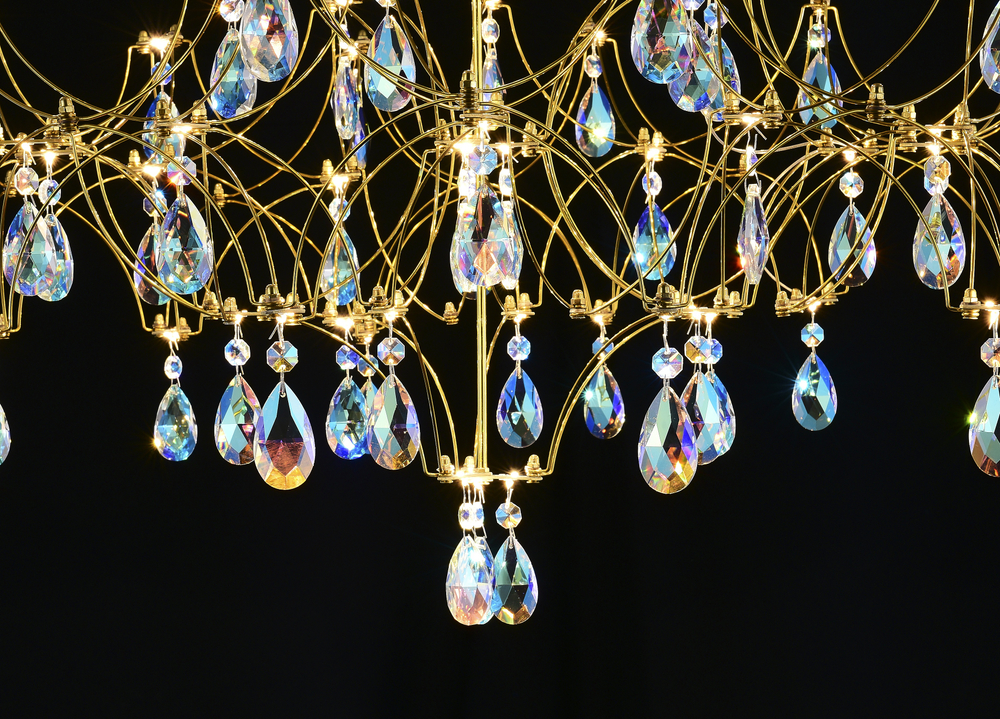 Подвесная люстра светодиодная с пультом и хрустальными подвесками K9 MyFar Ileria MR2653-57P-50СD