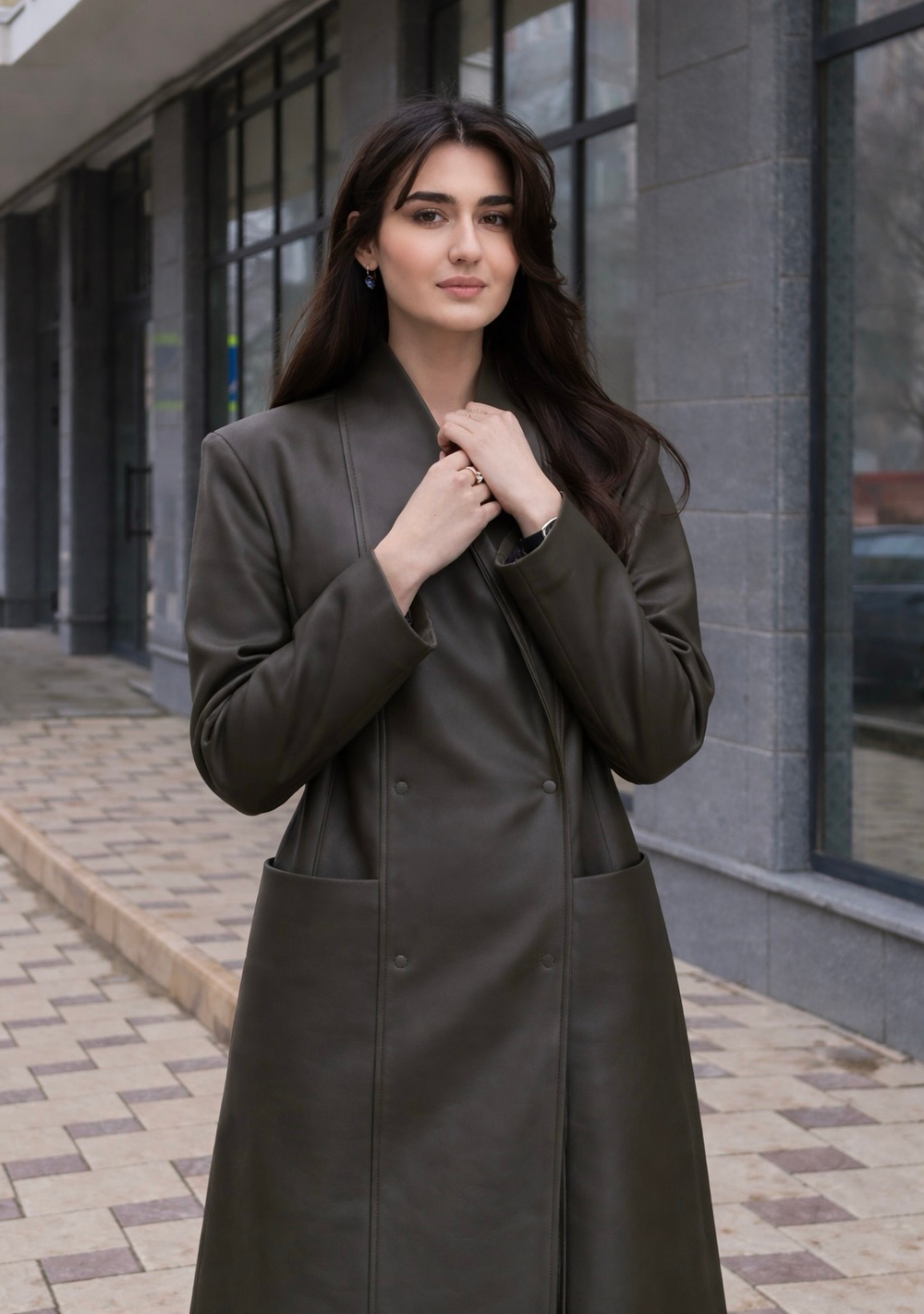 Пальто Тринити из кожи