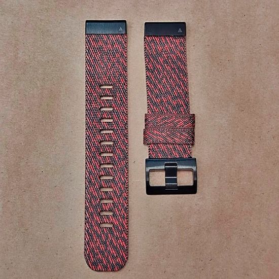 Ремешок нейлоновый 22 мм жакардовое плетение для Garmin MARQ / Epix / Fenix (47 мм) (Красный, черный)