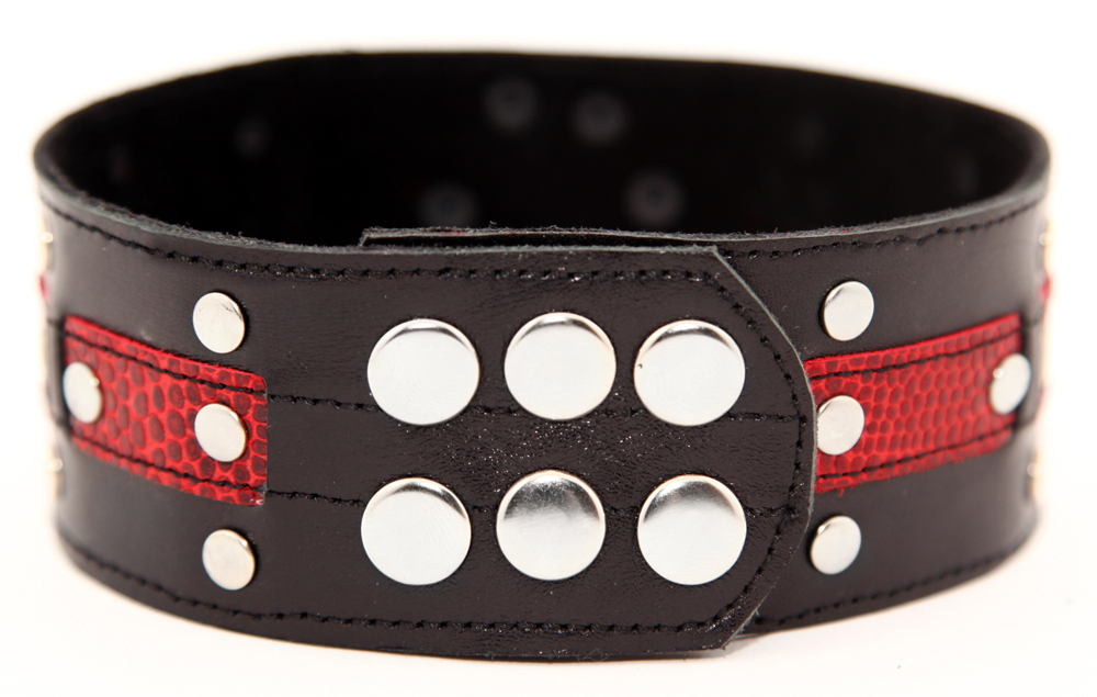 Чёрно-красный ошейник с клёпками (Цвет: черный с красным)